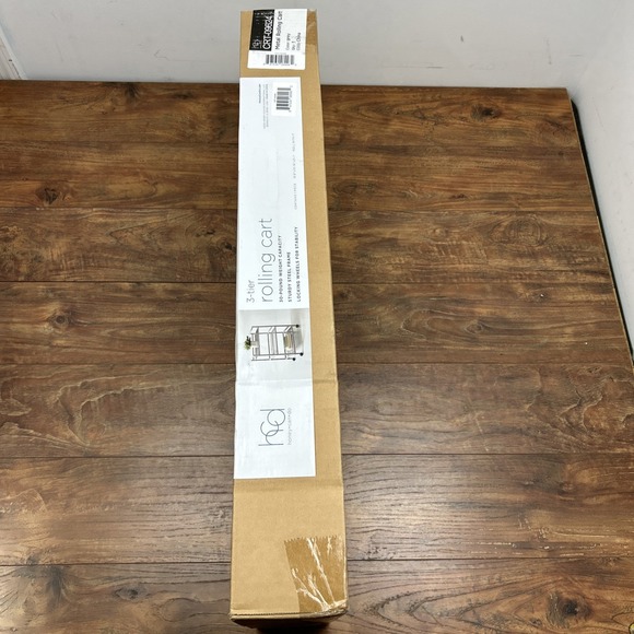 Honey Can Do 3 Tier Metal Rolling Cart Gray CRT-09624 Steel Frame Locking Wheel - Picture 5 of 8